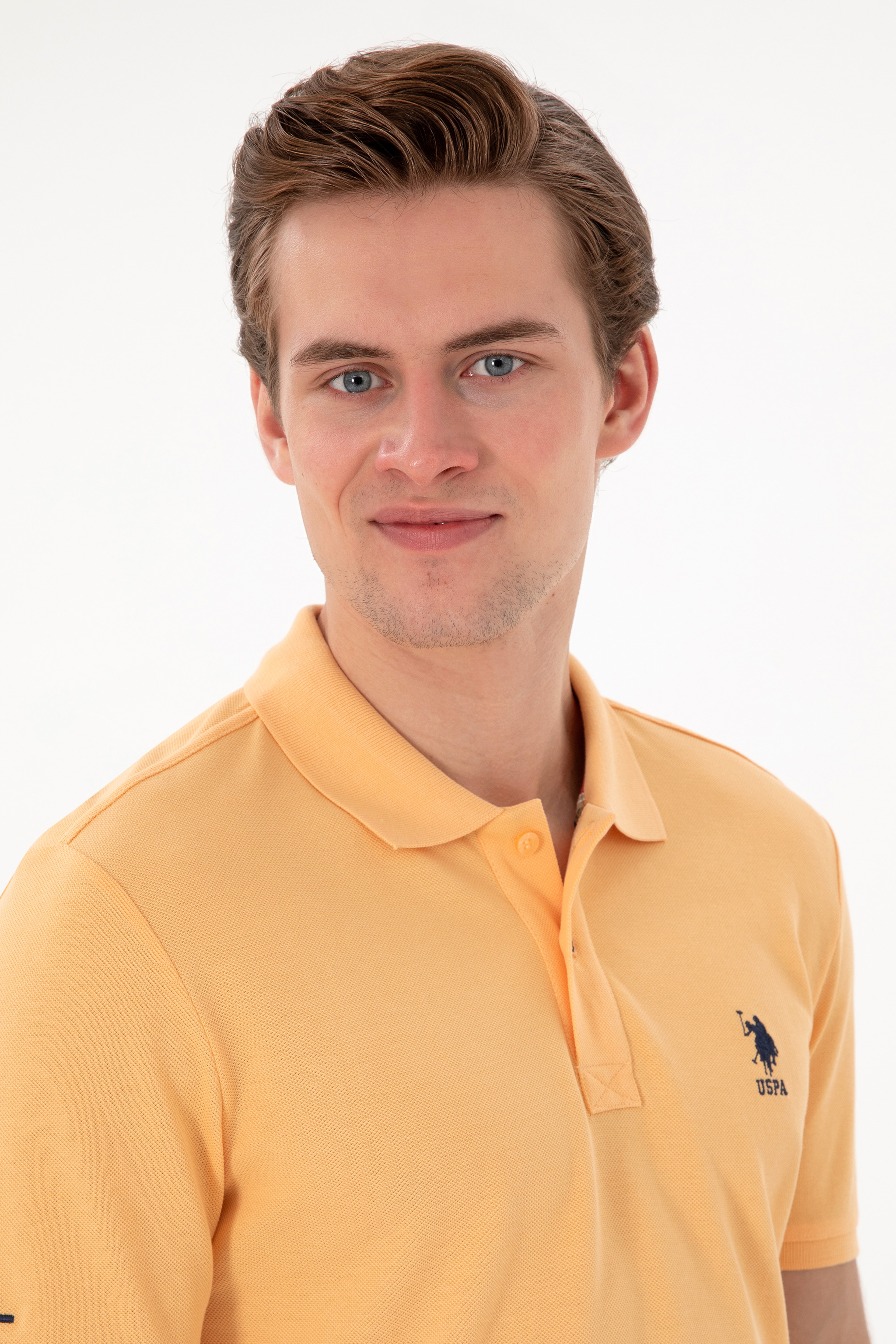 Erkek Slim Fit Polo Yaka Kavun Basic Tişört - Image 2