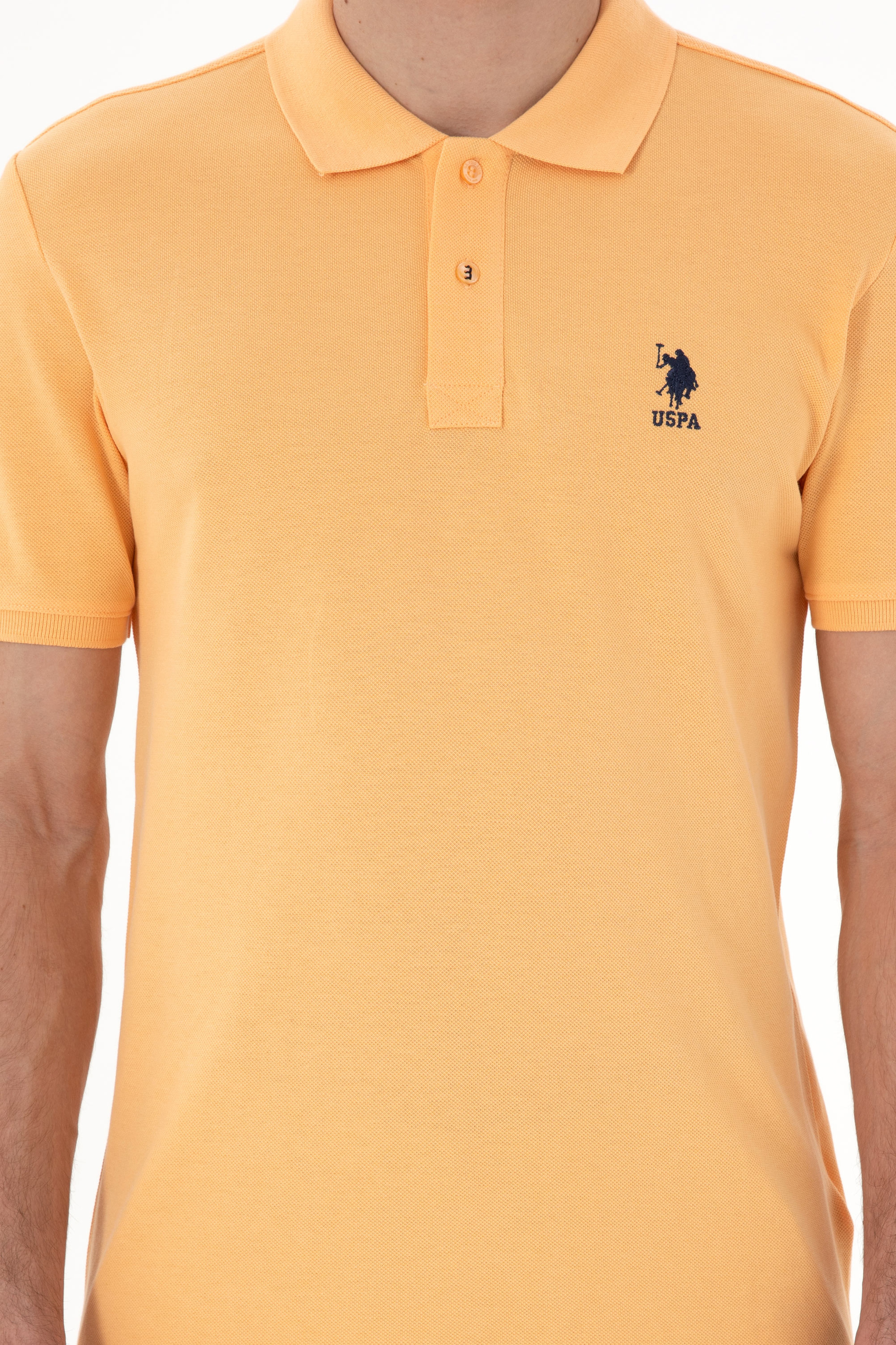 Erkek Slim Fit Polo Yaka Kavun Basic Tişört