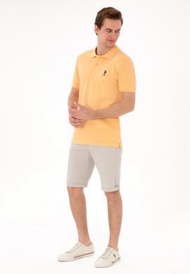 Erkek Slim Fit Polo Yaka Kavun Basic Tişört - 50298041241