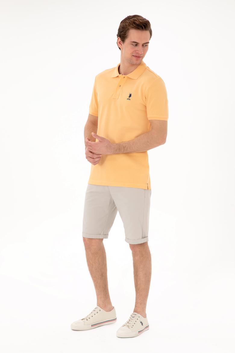 Erkek Slim Fit Polo Yaka Kavun Basic Tişört - 50298041241
