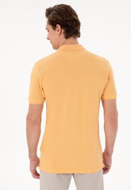 Erkek Slim Fit Polo Yaka Kavun Basic Tişört - 50298041241