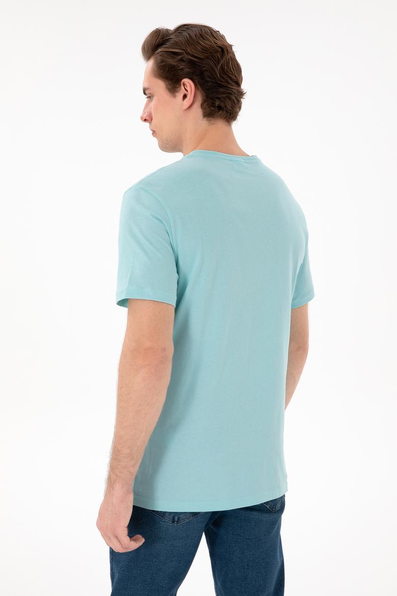 Erkek Su Yeşili Basic Tişört - 50279617116