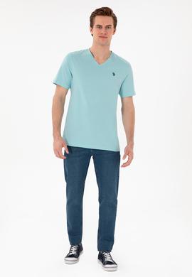 Erkek Su Yeşili Basic Tişört - 50279617116