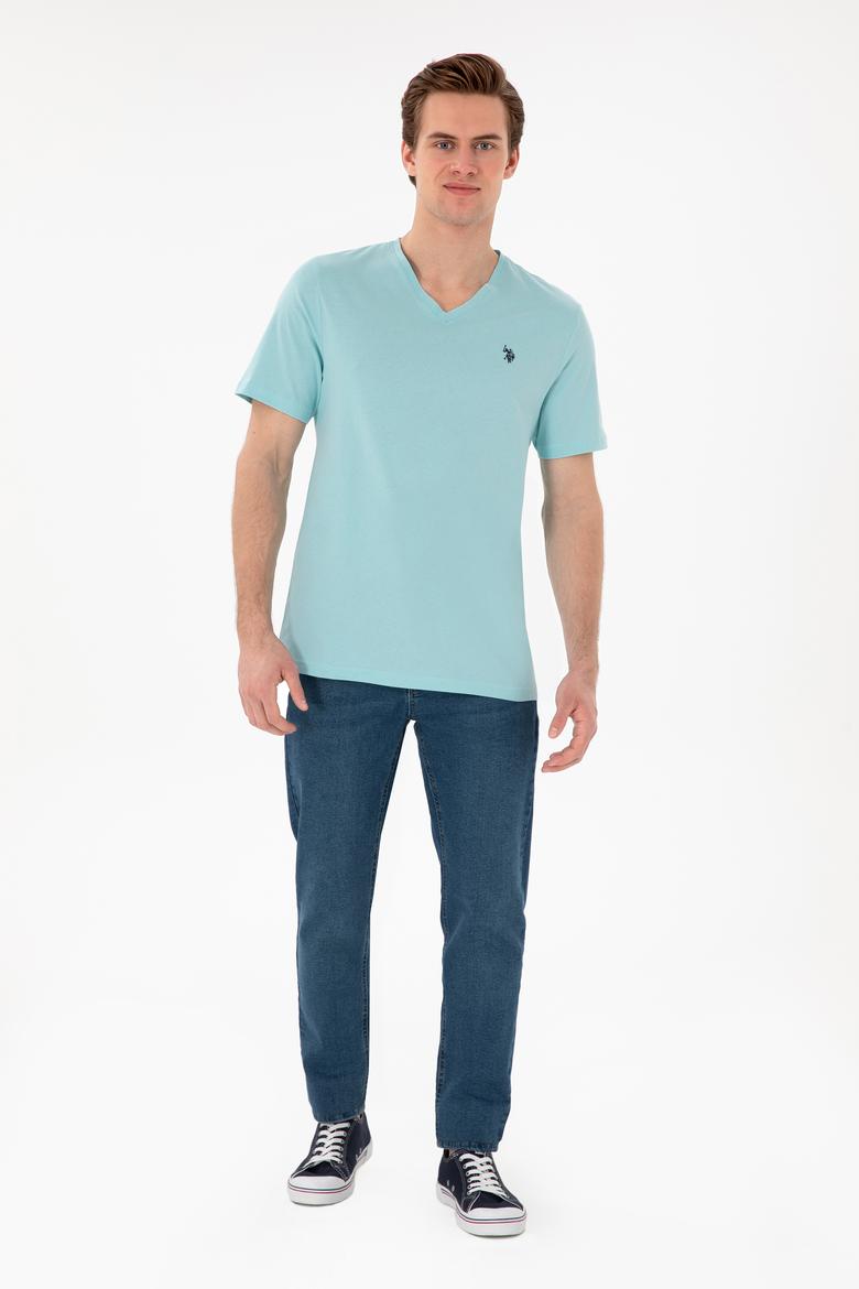 Erkek Su Yeşili Basic Tişört - 50279617116