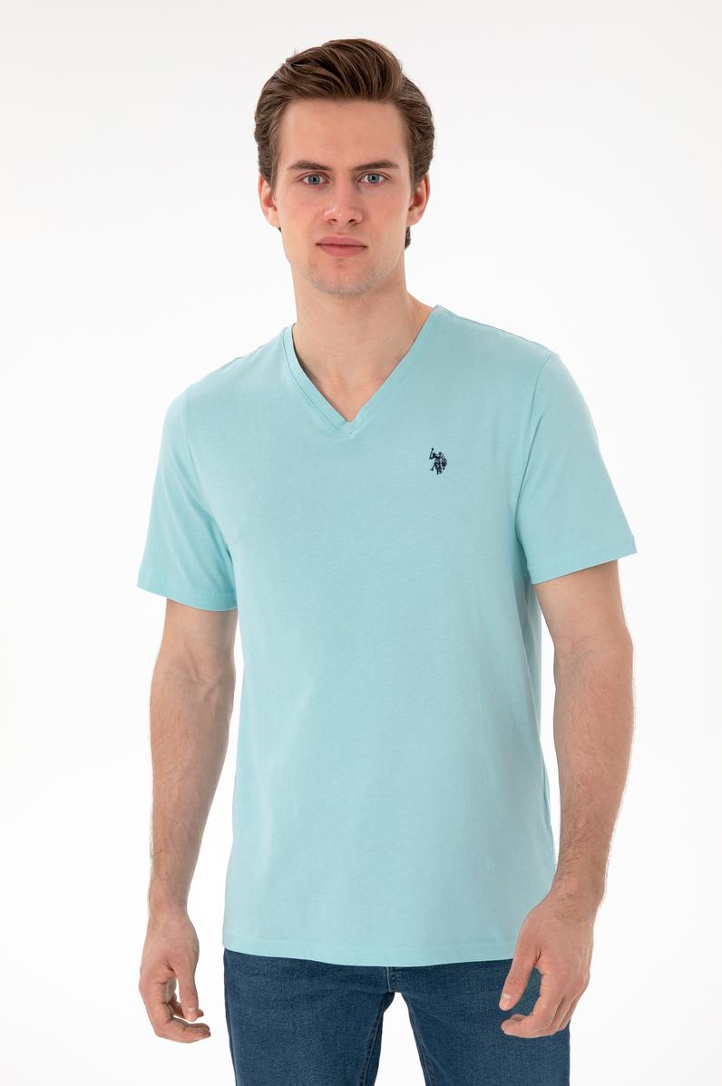 Erkek Su Yeşili Basic Tişört