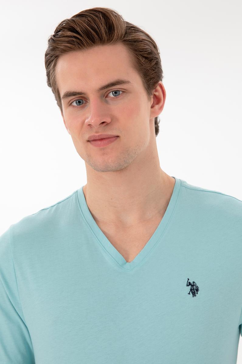 Erkek Su Yeşili Basic Tişört