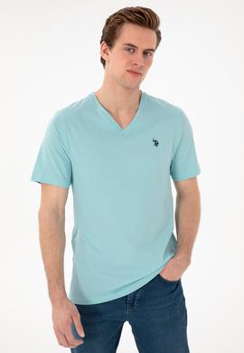 Erkek Su Yeşili Basic Tişört - 50279617116