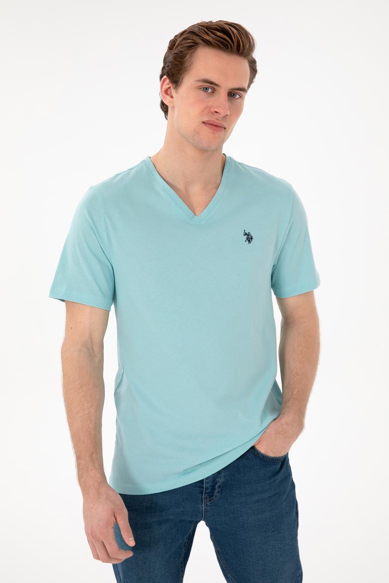 Erkek Su Yeşili Basic Tişört - 50279617116