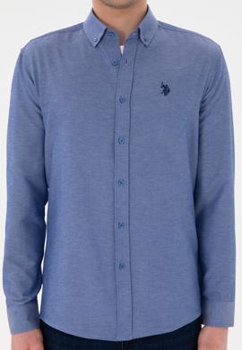 Erkek Saks Uzun Kollu Basic Gömlek - 50296777026