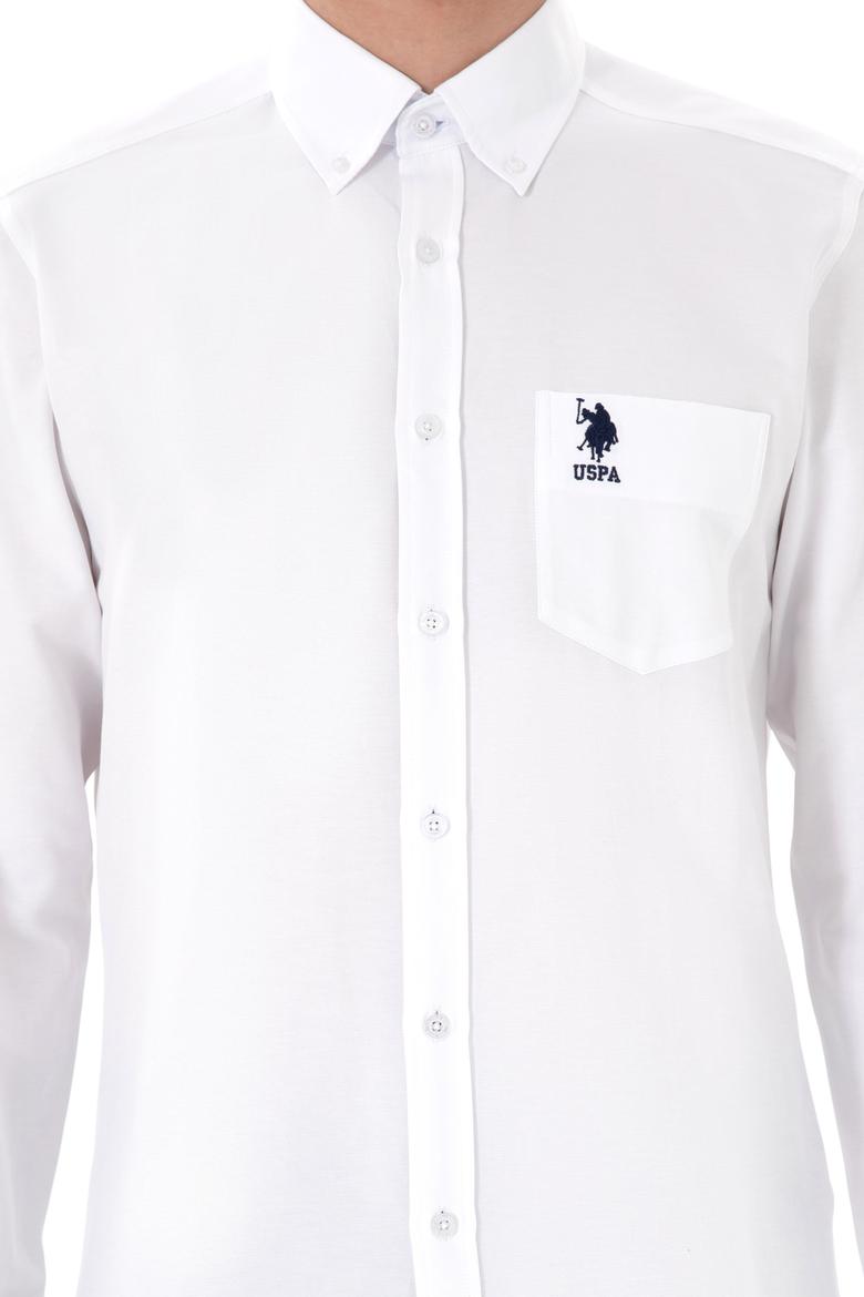 Erkek Beyaz Cepli Uzun Kollu Gömlek - 50306337007