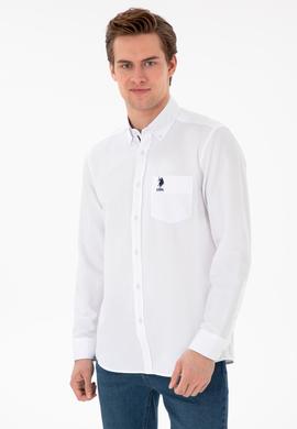 Erkek Beyaz Cepli Uzun Kollu Gömlek - 50306337007