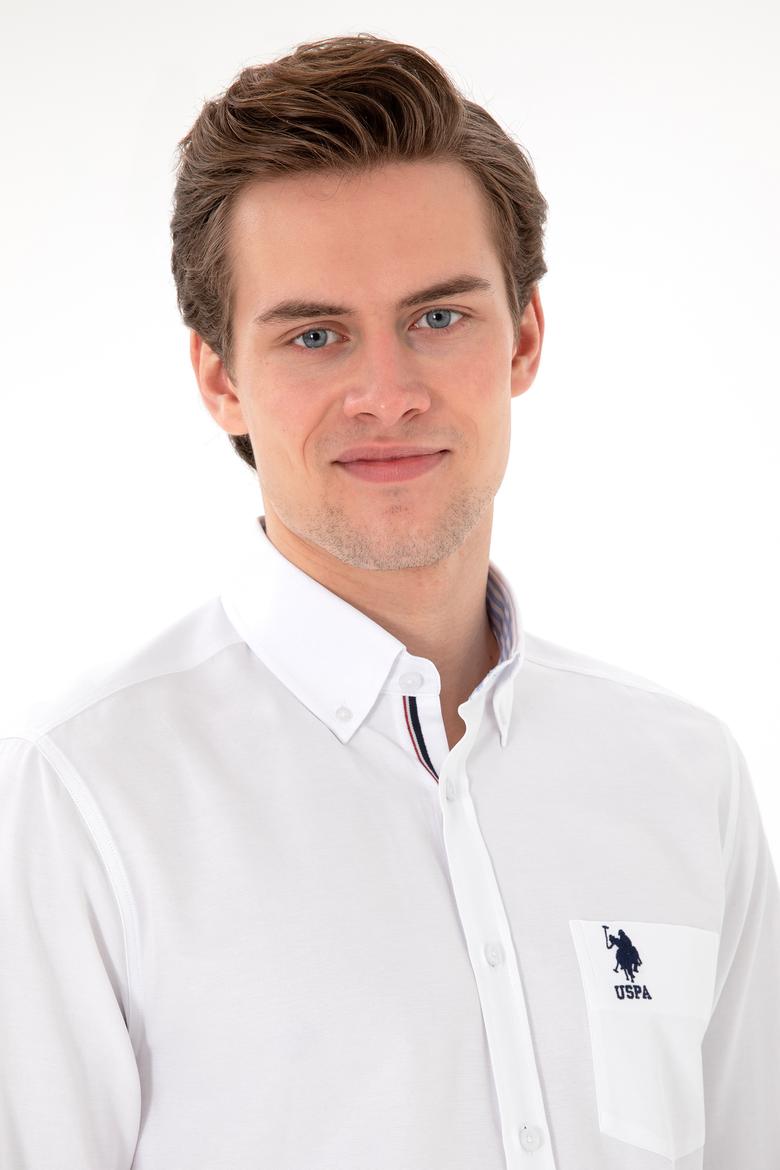 Erkek Beyaz Cepli Uzun Kollu Gömlek - 50306337007