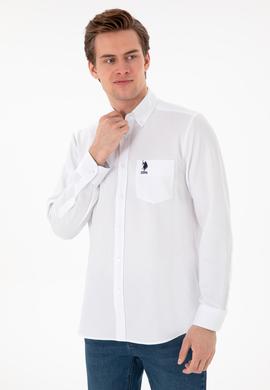 Erkek Beyaz Cepli Uzun Kollu Gömlek - 50306337007
