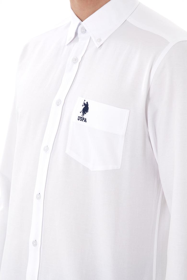 Erkek Beyaz Cepli Uzun Kollu Gömlek - 50306337007