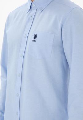 Erkek Açık Mavi Cepli Uzun Kollu Gömlek - 50306337016