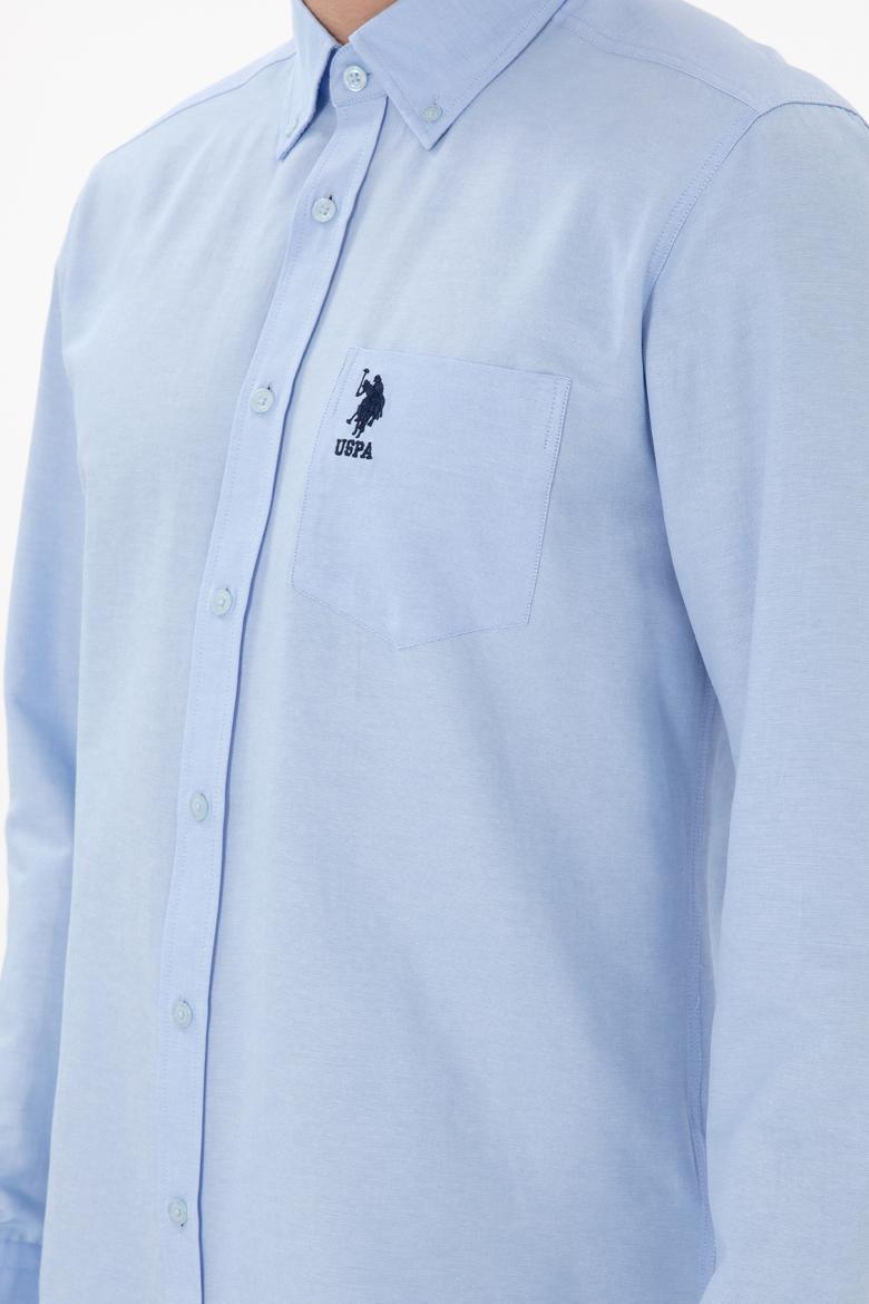 Erkek Açık Mavi Cepli Uzun Kollu Gömlek - 50306337016