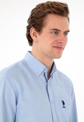 Erkek Açık Mavi Cepli Uzun Kollu Gömlek - 50306337016