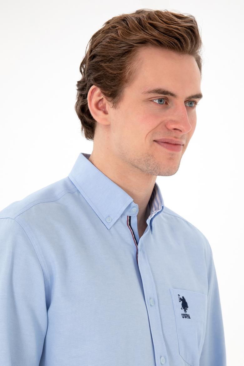 Erkek Açık Mavi Cepli Uzun Kollu Gömlek - 50306337016