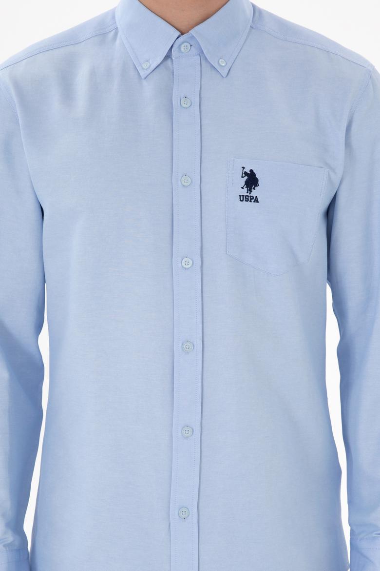 Erkek Açık Mavi Cepli Uzun Kollu Gömlek - 50306337016