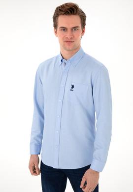 Erkek Açık Mavi Cepli Uzun Kollu Gömlek - 50306337016