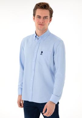Erkek Açık Mavi Cepli Uzun Kollu Gömlek - 50306337016