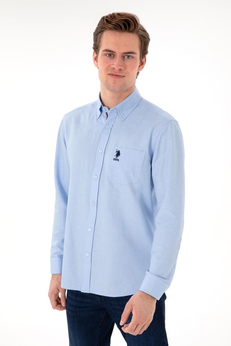 Erkek Açık Mavi Cepli Uzun Kollu Gömlek