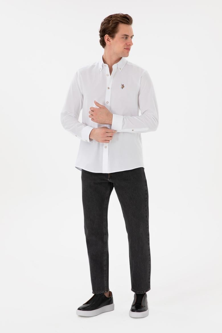 Erkek Beyaz Uzun Kollu Basic Gömlek - 50297981007