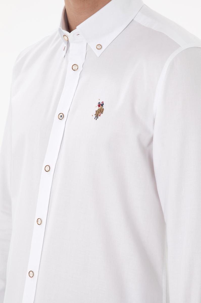 Erkek Beyaz Uzun Kollu Basic Gömlek