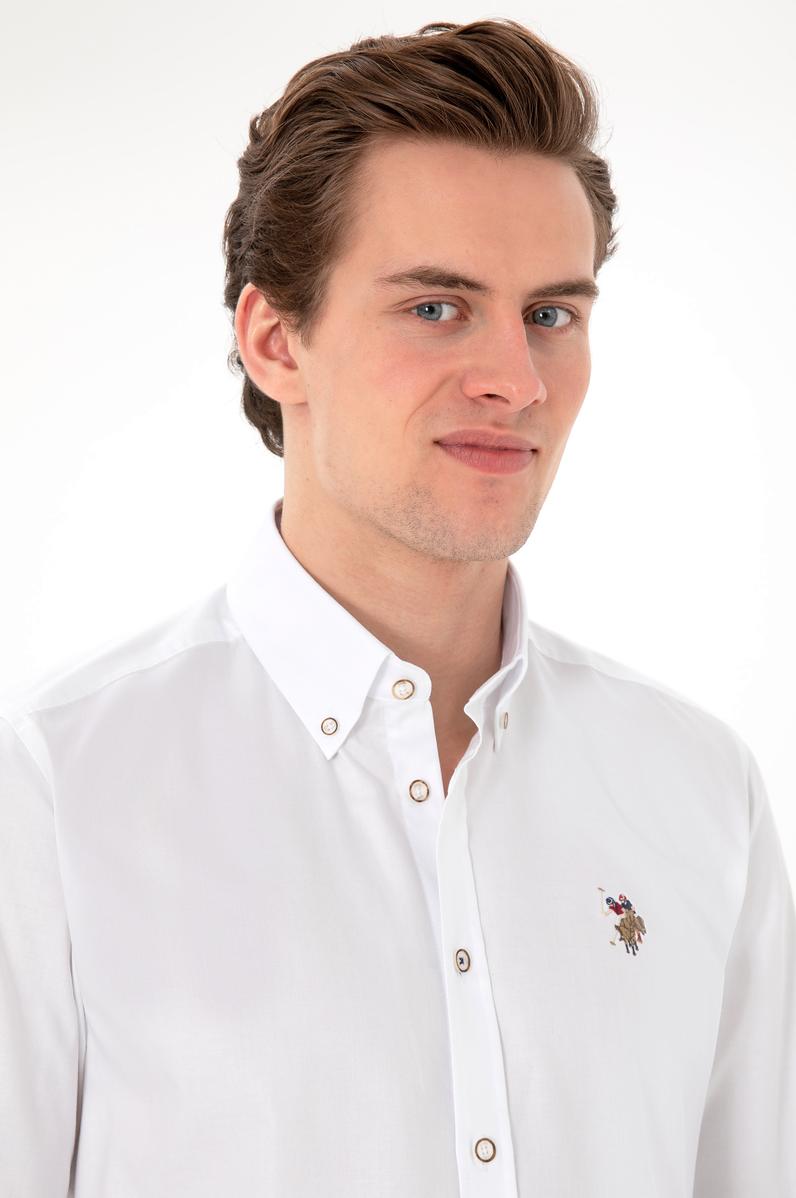 Erkek Beyaz Uzun Kollu Basic Gömlek