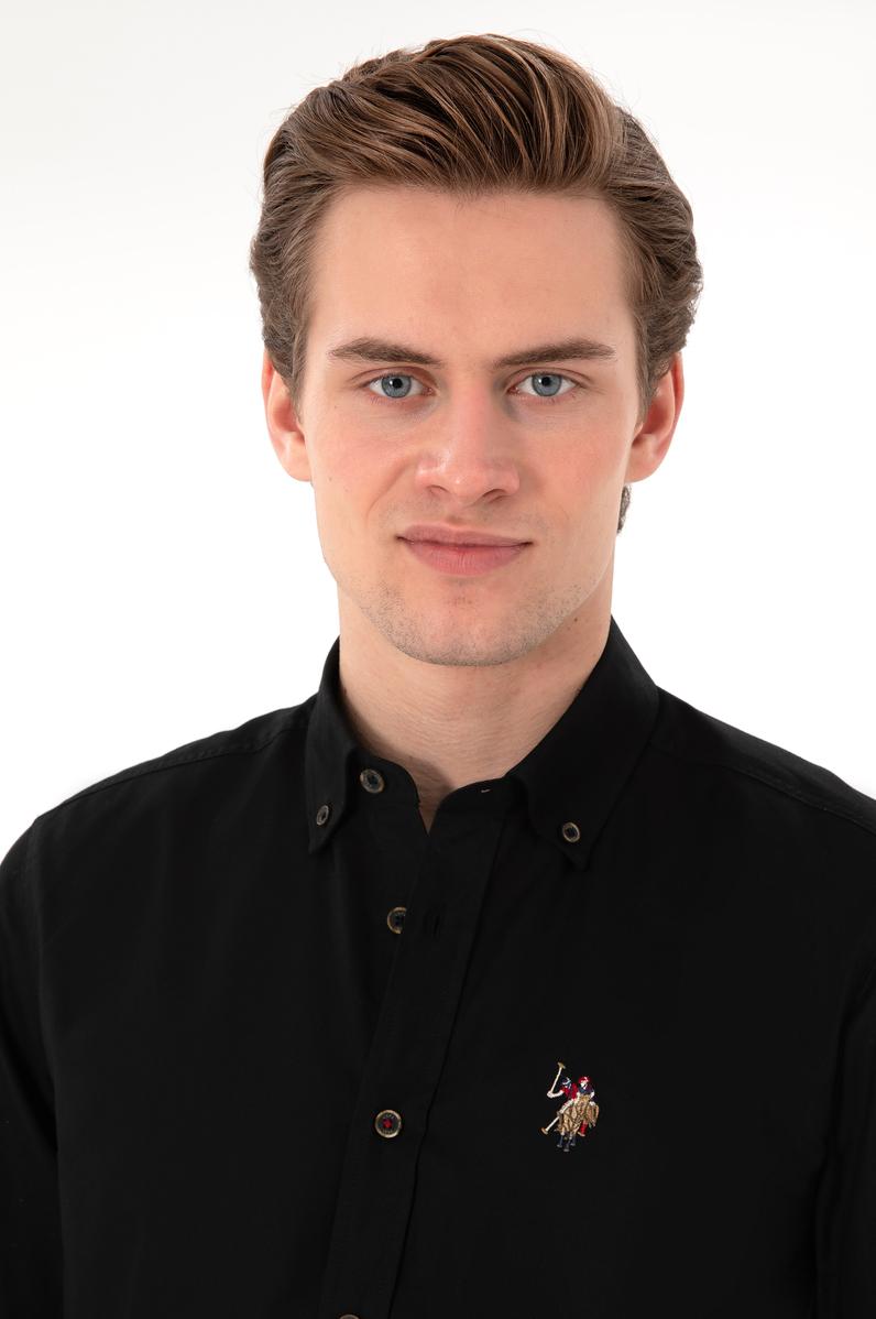 Erkek Siyah Uzun Kollu Basic Gömlek