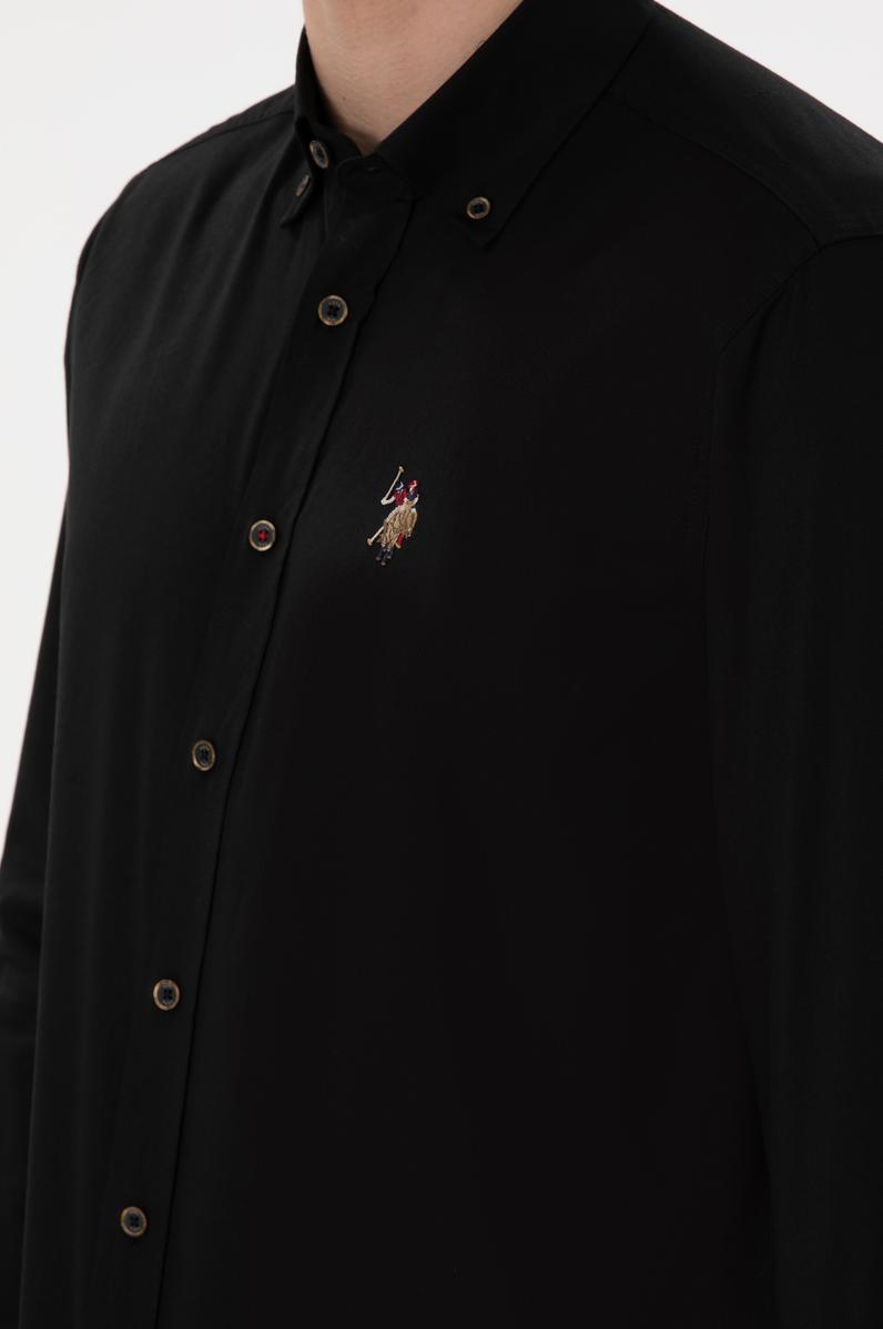 Erkek Siyah Uzun Kollu Basic Gömlek