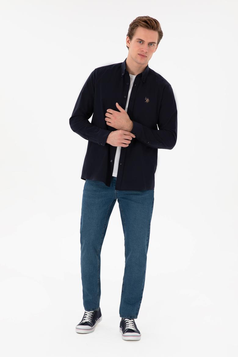 Erkek Lacivert Uzun Kollu Basic Gömlek - 50298000014