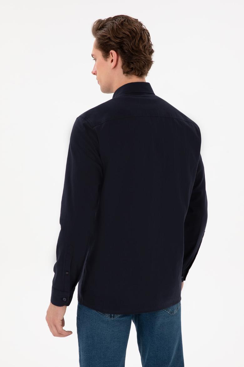 Erkek Lacivert Uzun Kollu Basic Gömlek - 50298000014