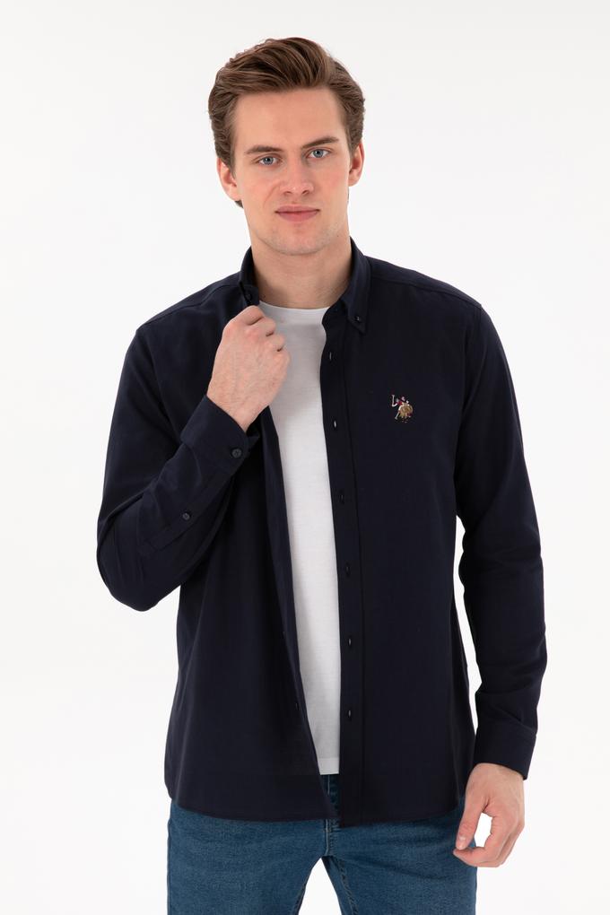 Erkek Lacivert Uzun Kollu Basic Gömlek