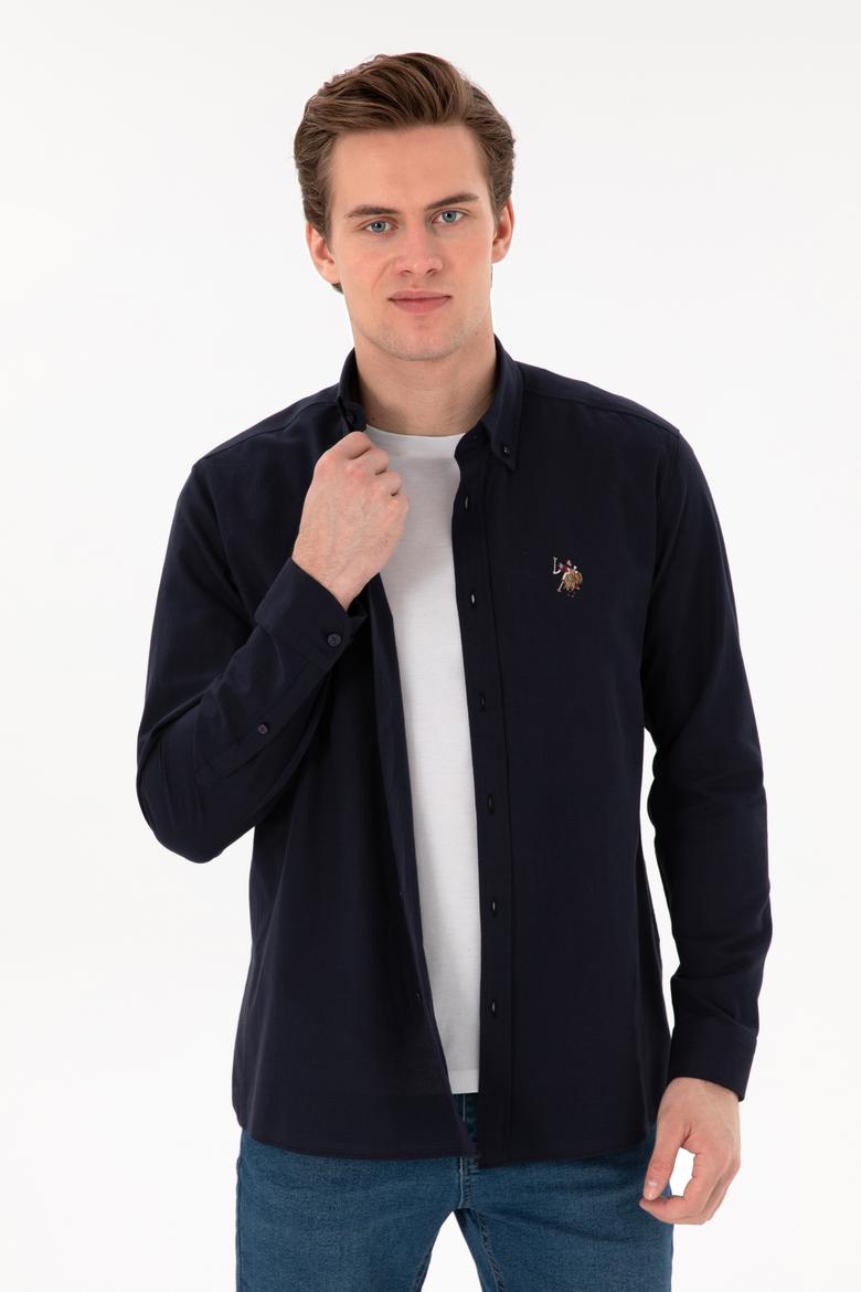 Erkek Lacivert Uzun Kollu Basic Gömlek