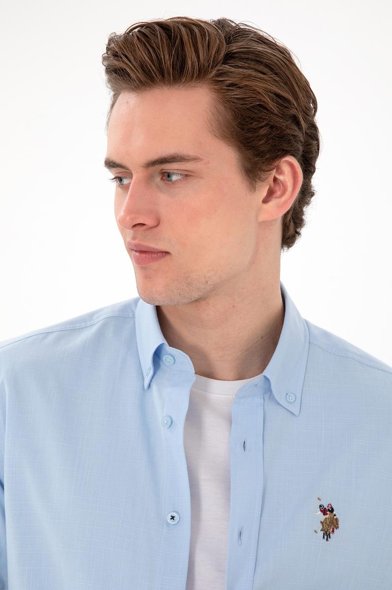 Erkek Açık Mavi Uzun Kollu Basic Gömlek