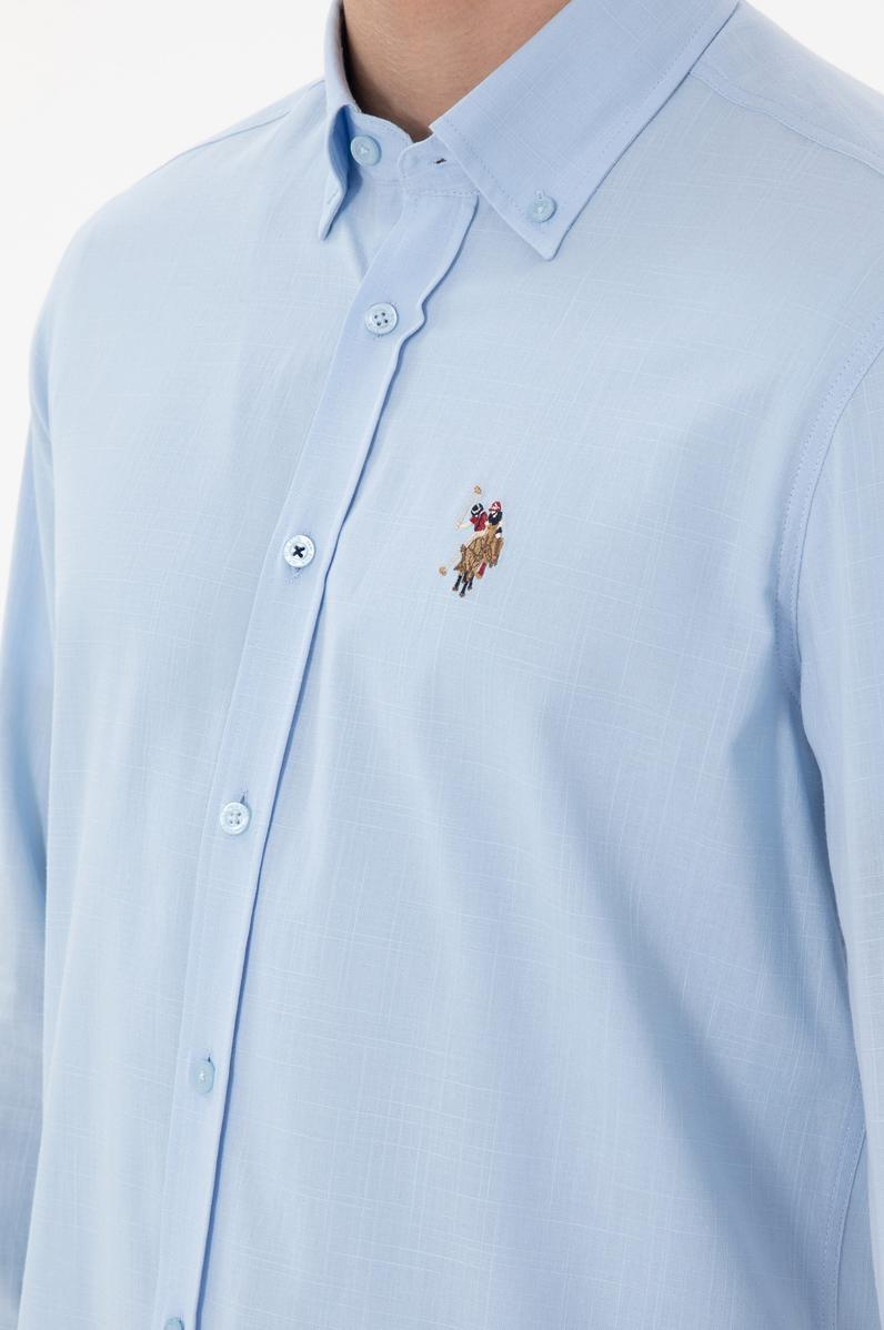 Erkek Açık Mavi Uzun Kollu Basic Gömlek