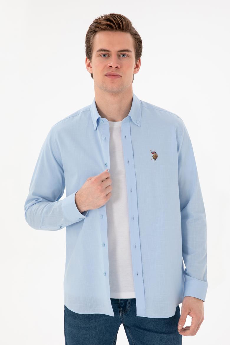 Erkek Açık Mavi Uzun Kollu Basic Gömlek - 50298000022