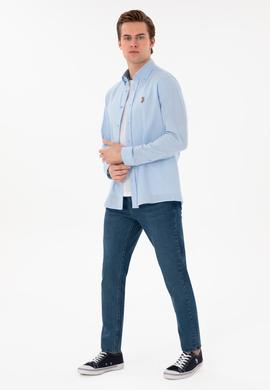 Erkek Açık Mavi Uzun Kollu Basic Gömlek - 50298000022