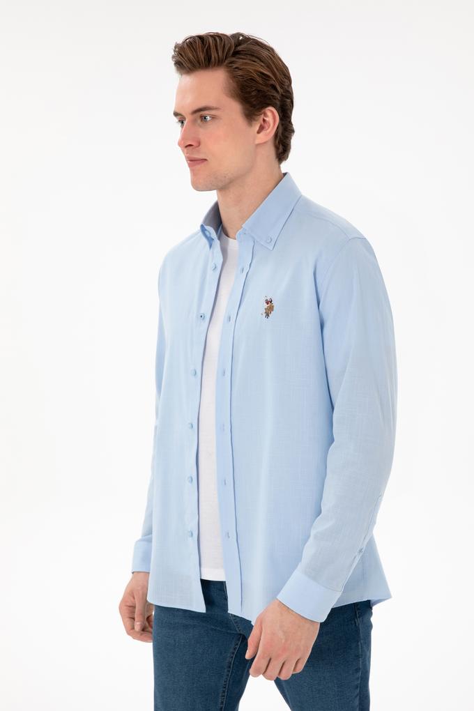 Erkek Açık Mavi Uzun Kollu Basic Gömlek