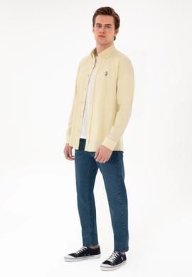 Erkek Açık Haki Uzun Kollu Basic Gömlek - 50298000046