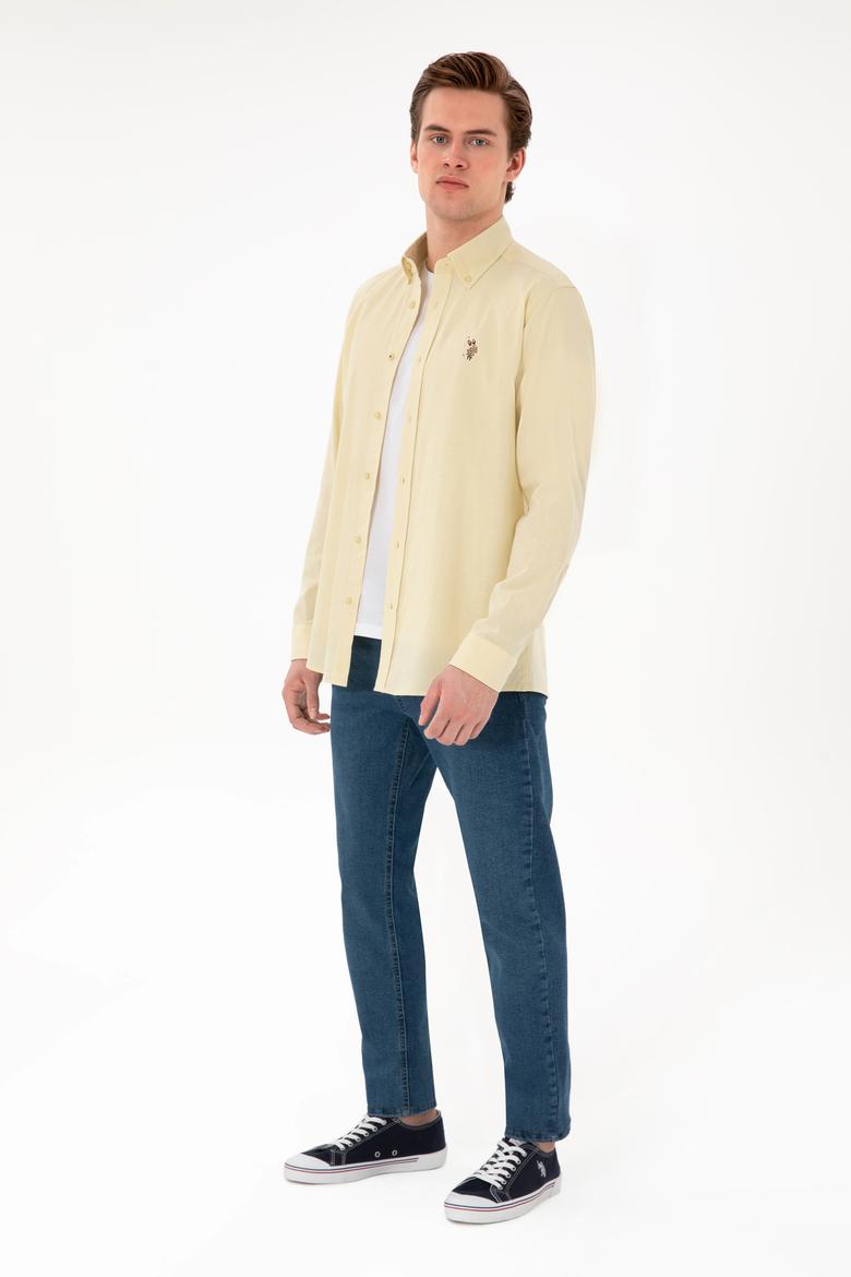 Erkek Açık Haki Uzun Kollu Basic Gömlek - 50298000046