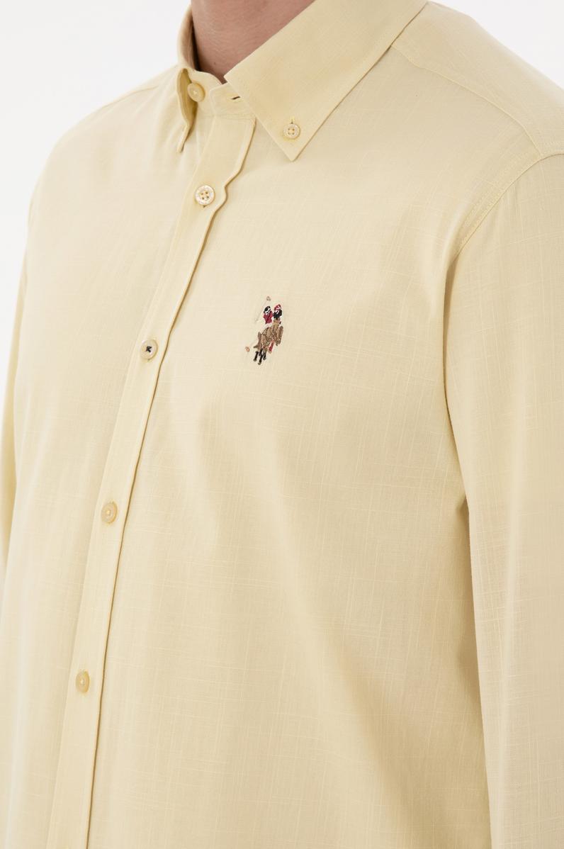 Erkek Açık Haki Uzun Kollu Basic Gömlek