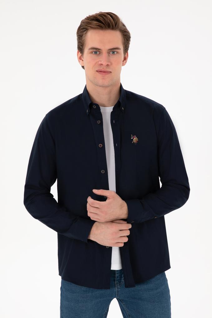 Erkek Lacivert Uzun Kollu Basic Gömlek