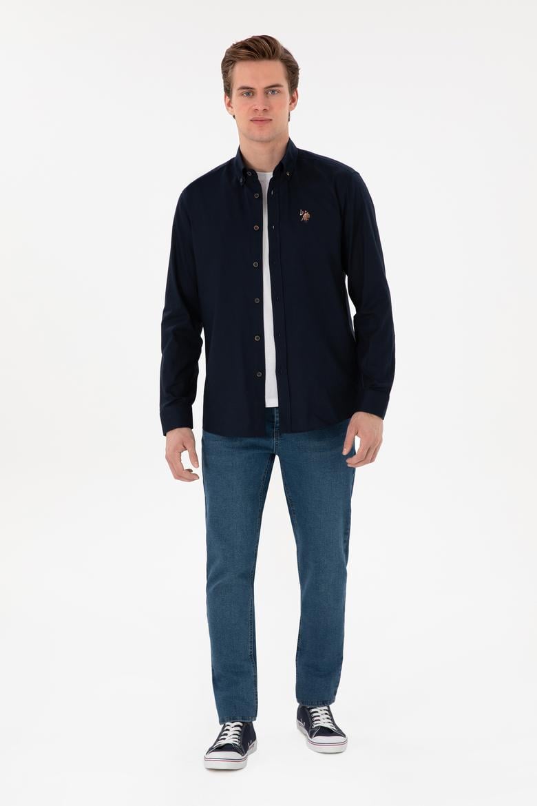Erkek Lacivert Uzun Kollu Basic Gömlek - 50297981032