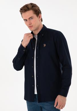 Erkek Lacivert Uzun Kollu Basic Gömlek - 50297981032