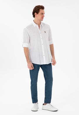 Erkek Beyaz Uzun Kollu Basic Gömlek - 50297868099