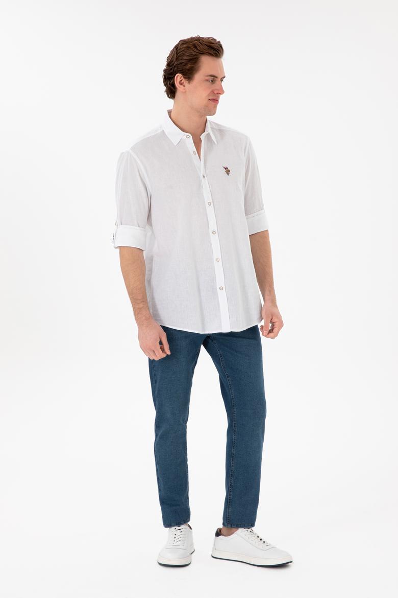 Erkek Beyaz Uzun Kollu Basic Gömlek - 50297868099