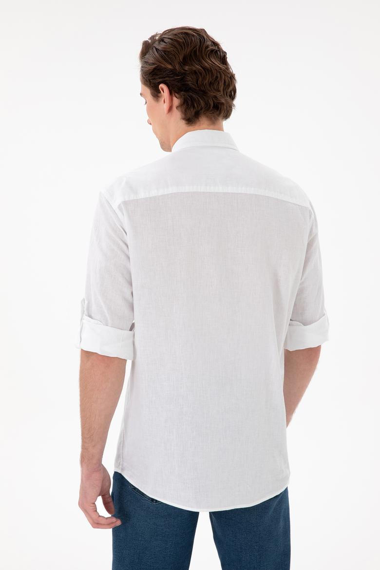 Erkek Beyaz Uzun Kollu Basic Gömlek - 50297868099