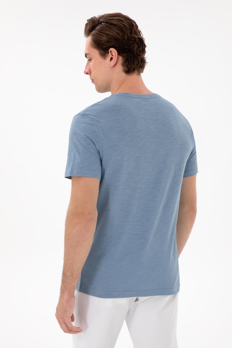 Erkek İndigo Basic Tişört - 50279618031